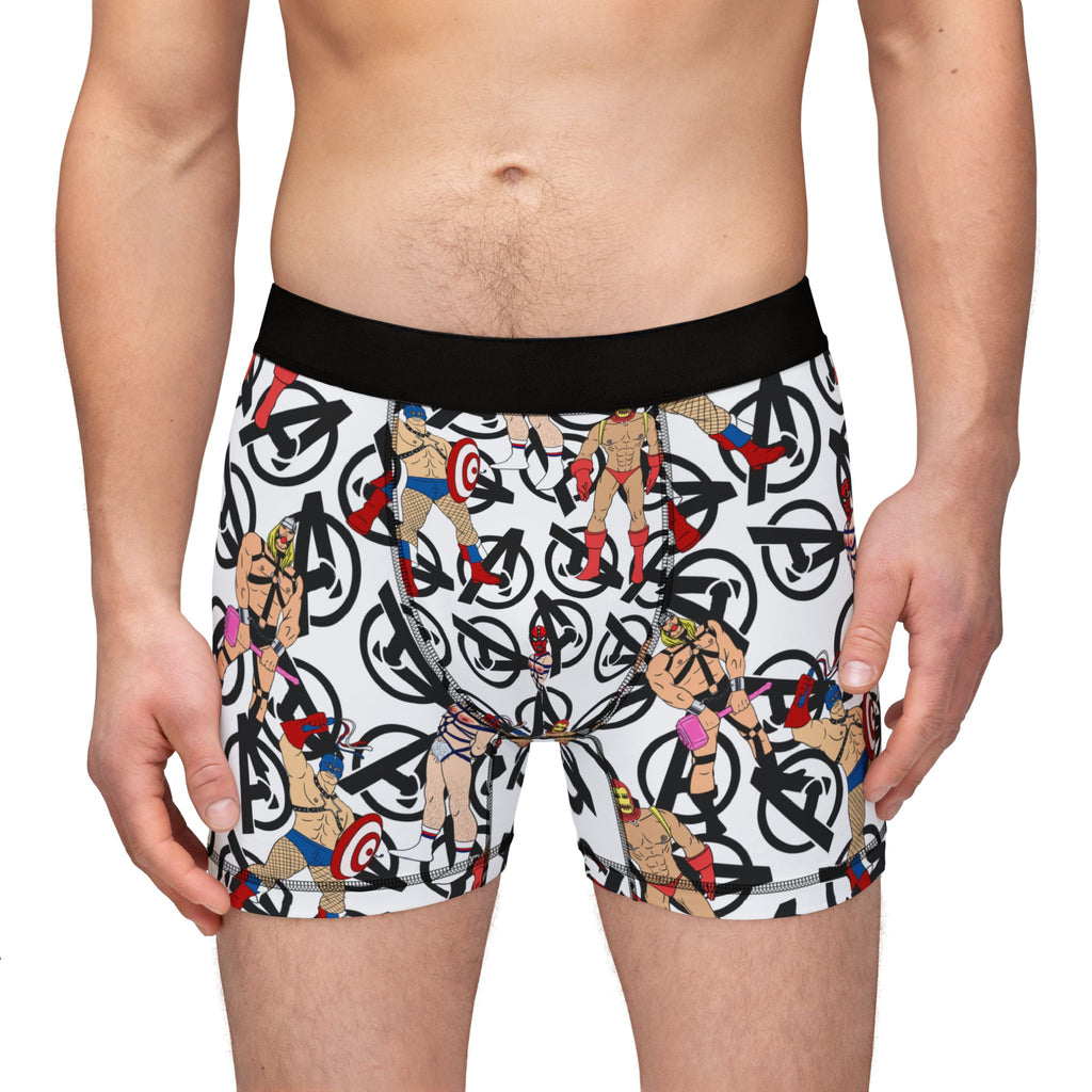 ASS HEROS Boxers — Retro Superhero Pattern All-Over-Print Men's Boxer Briefs