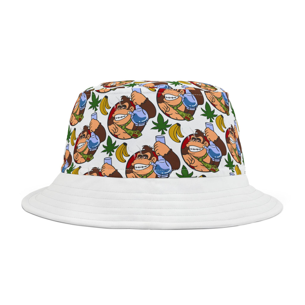Donkey Bong Retro Pattern Bucket Hat — Retro Gamer AOP Sun Hat