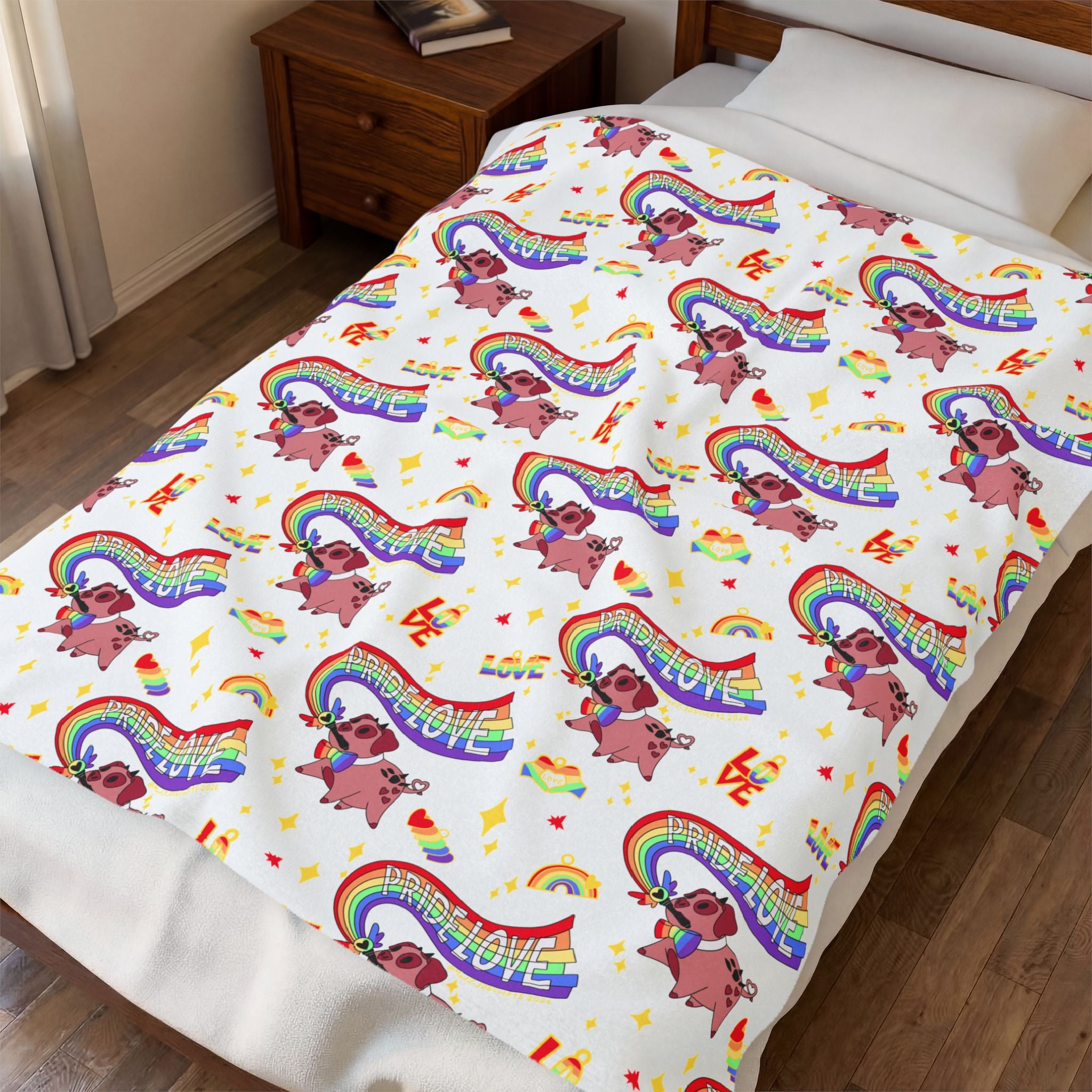 Plush Blanket —Velveteen Throw pride love nuggets