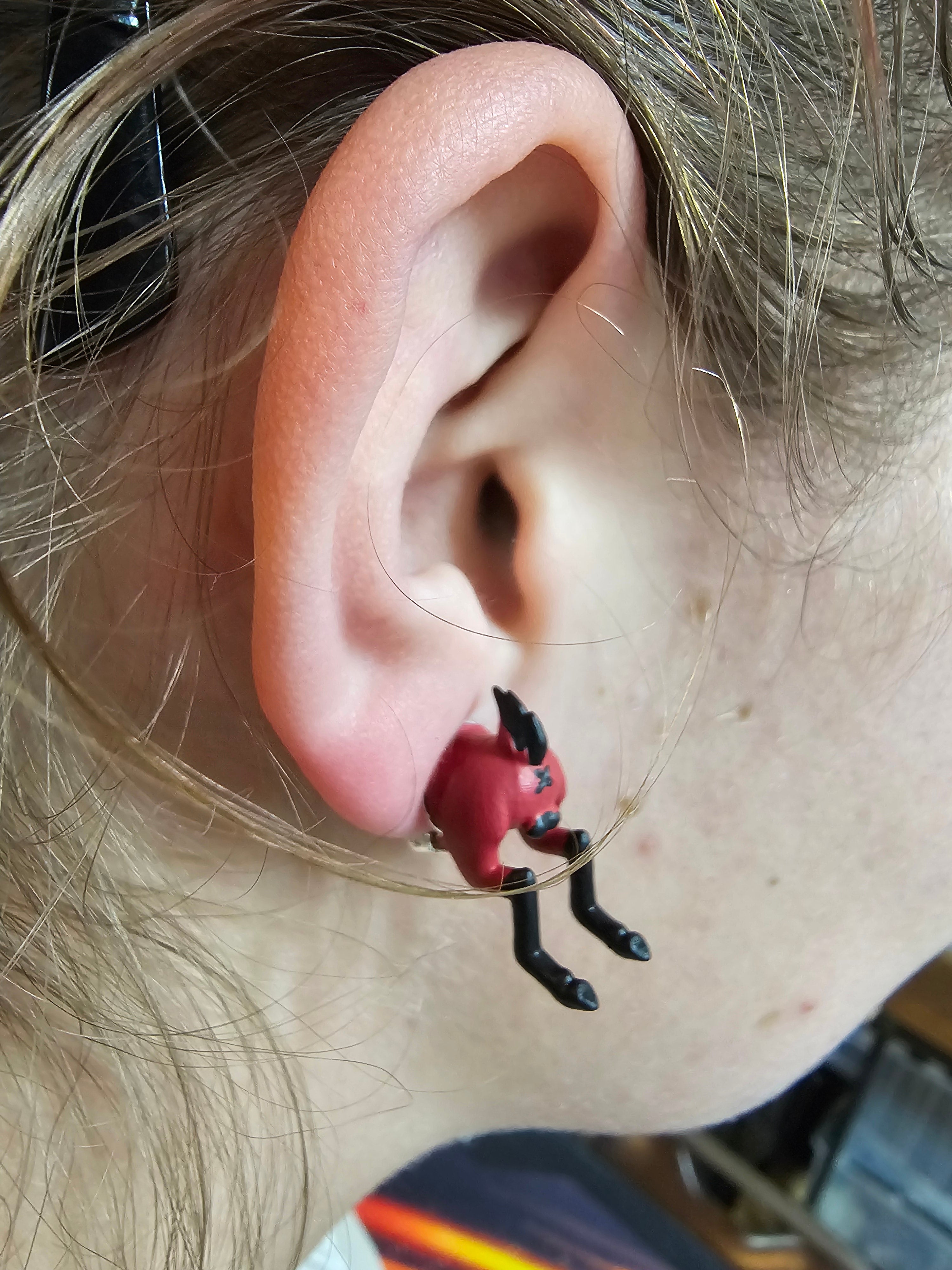 Alastor deer with BALLS, clip on earrings.