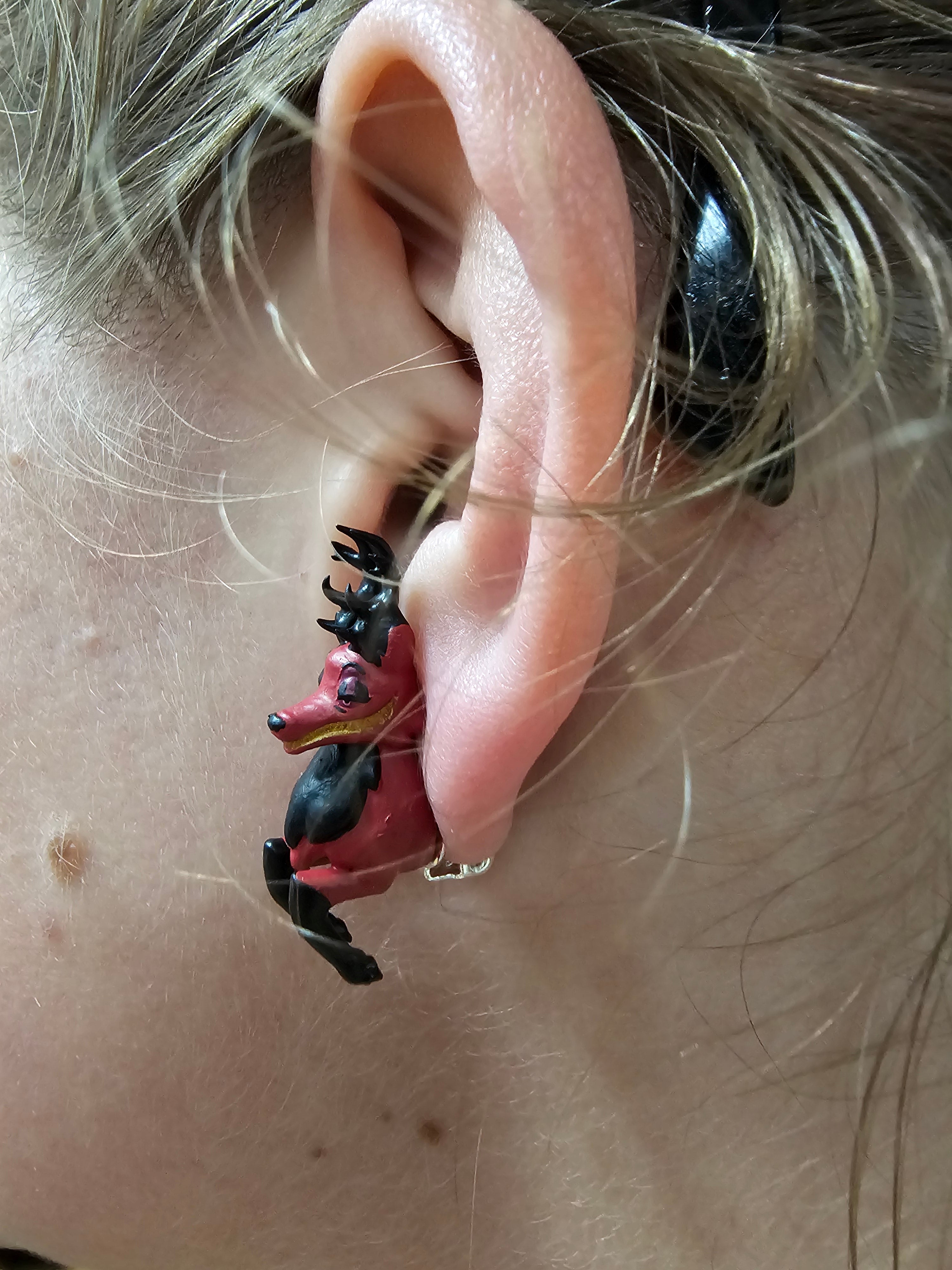 Alastor deer with BALLS, clip on earrings.